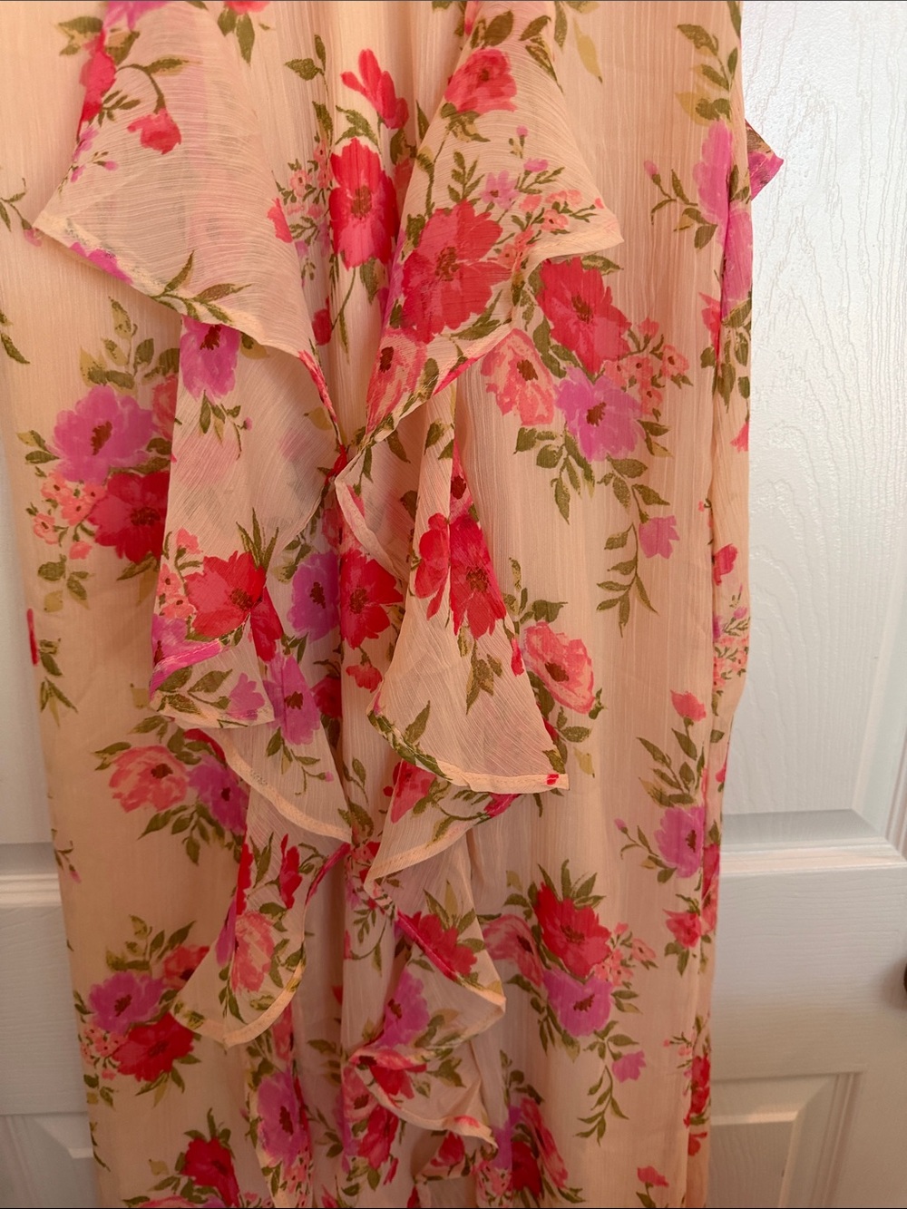 Old Navy The Occasion Pink Floral Cold-Shoulder Ruffle Maxi Dress New Size 2 - Picture 2 of 6